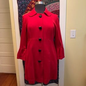 Size 12-14 / XL INC Red Light-Weight Jacket w 3/4 Flutter Sleeves